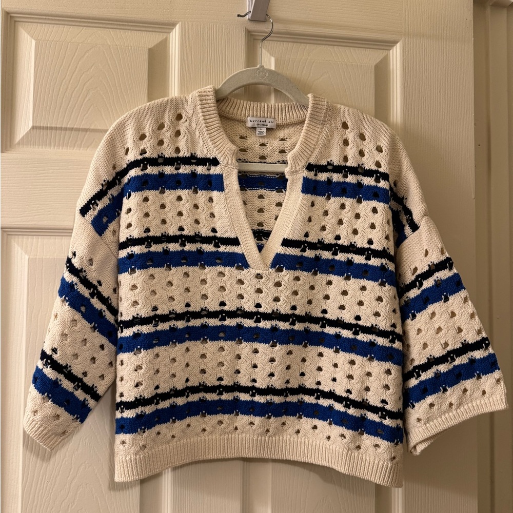 Current Air Blue and Cream V-Neck Sweater